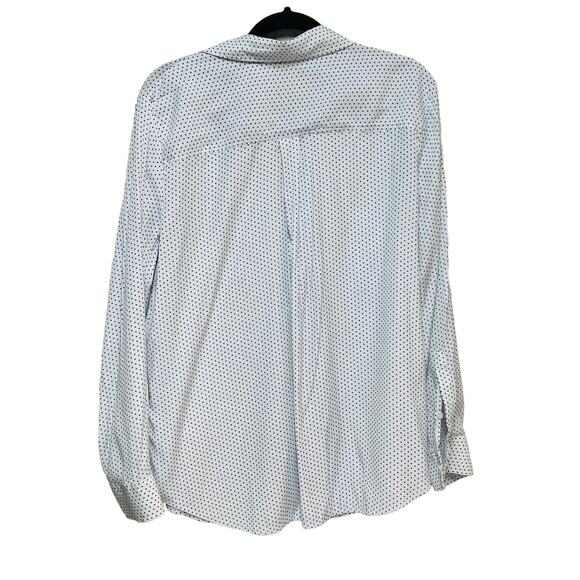 New York & Company Polka Dot Split Neck Tunic Shirt White blue Womens Size Large - Picture 4 of 8